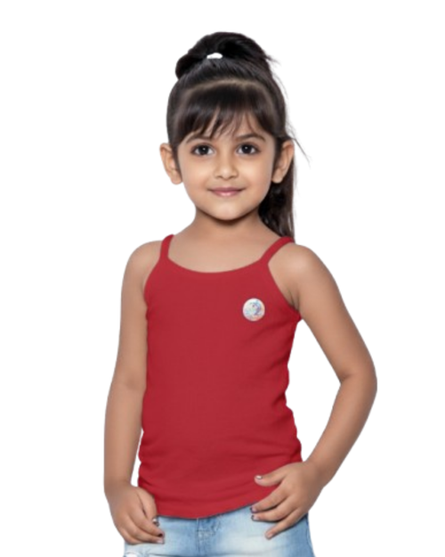 Young girl wearing a red tank Camisole  with a white background age 8 to 16 