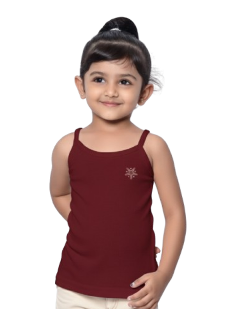 Young girl wearing a maroon tank Camisole  on a white background age 8 to 16 