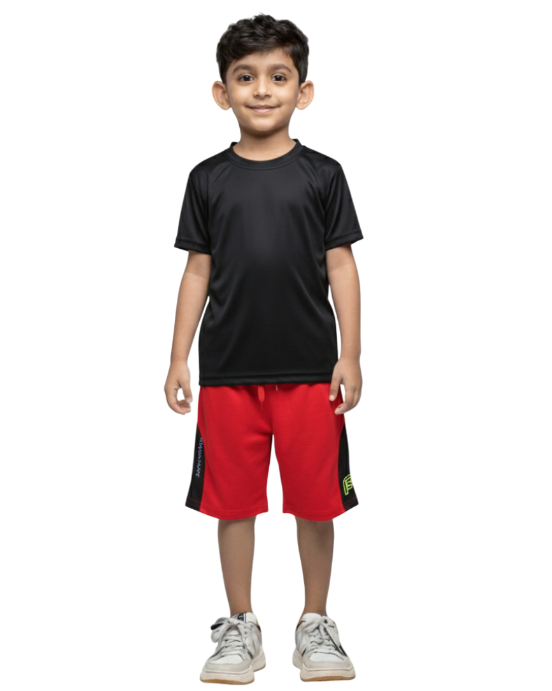 Front  View of boy's  red shorts on a white background  age 8 to 17 