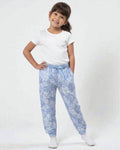 Girl front view wearing pure cotton blue flower print pyjama kids sleepwear FNS India.