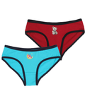 Two pairs of Panties , one red and one blue, on a white background. age 8 to 16

