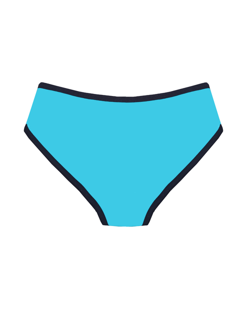 Back View Blue Panties bottom with black trim on a white background

