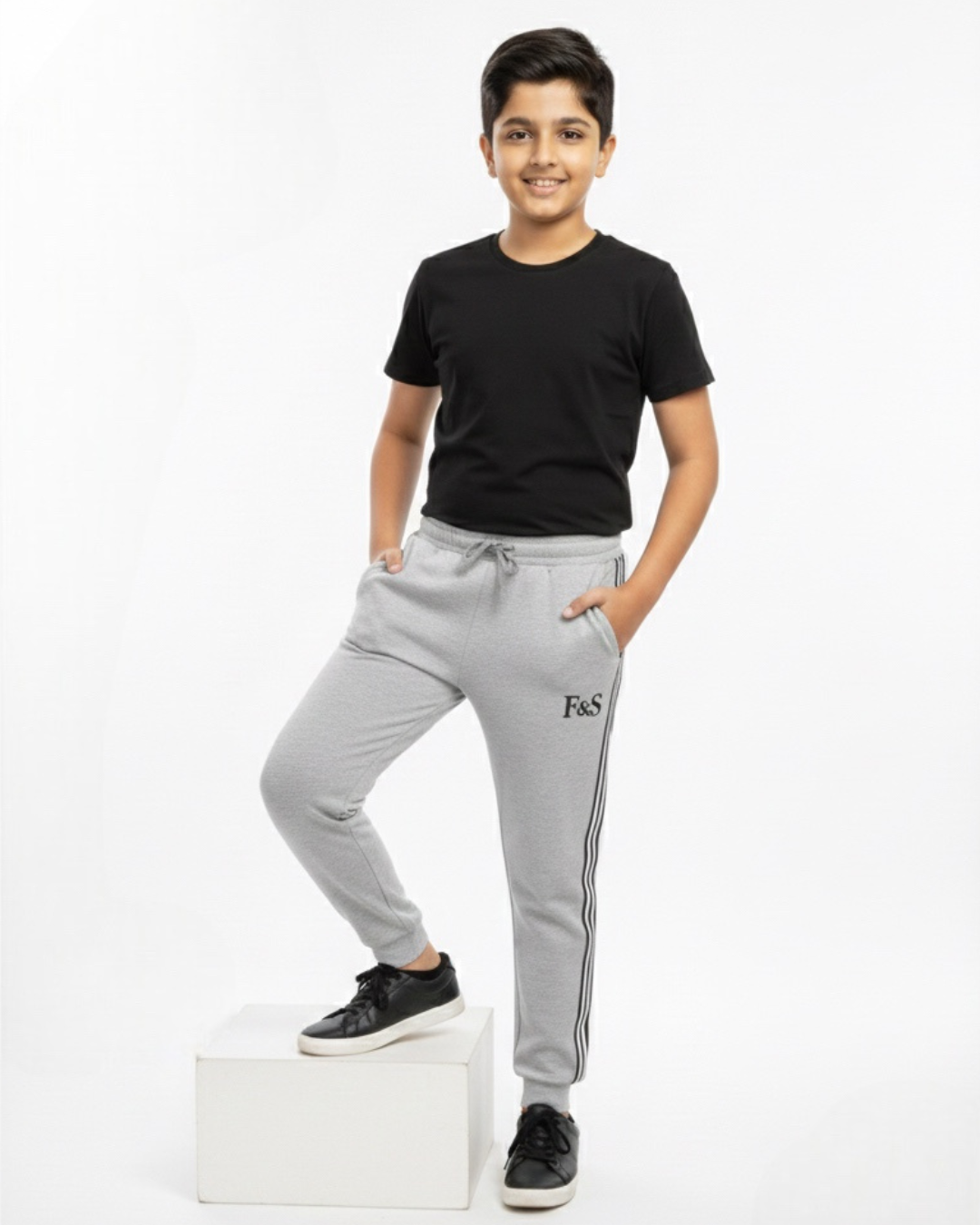 Grey striped joggers