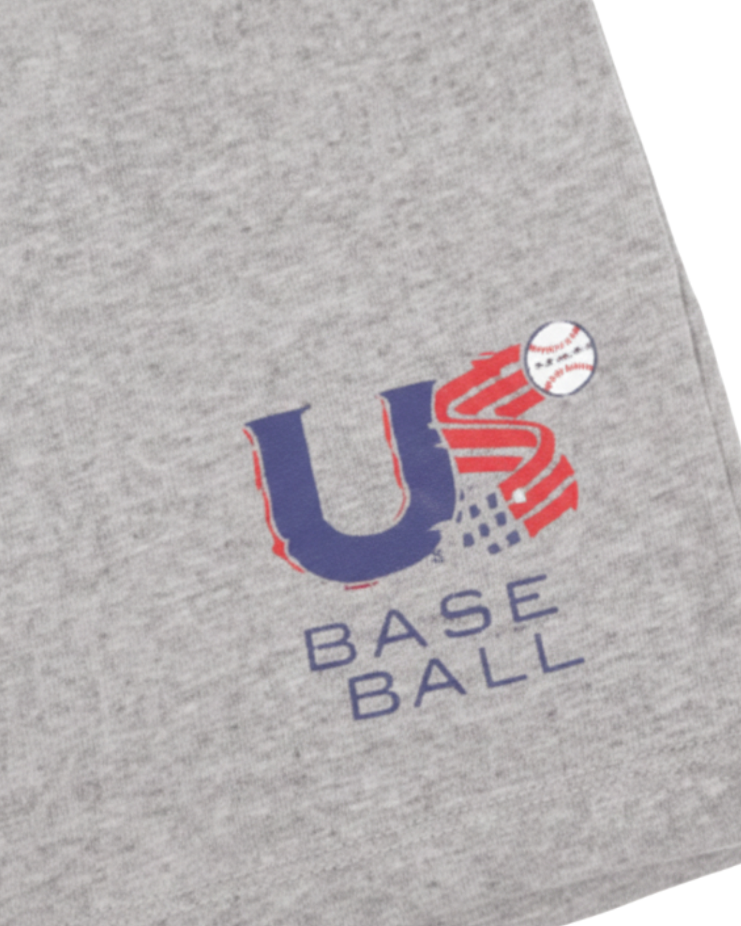 Gray shorts with 'US Baseball' logo on a white background