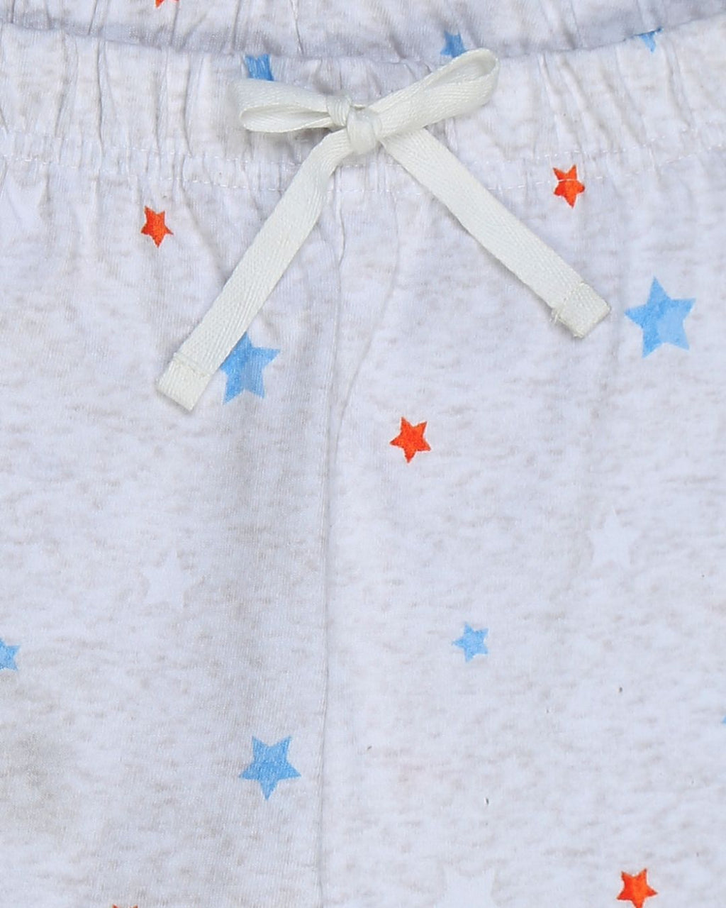 Close up of pure cotton grey fabric with stars print pyjama.